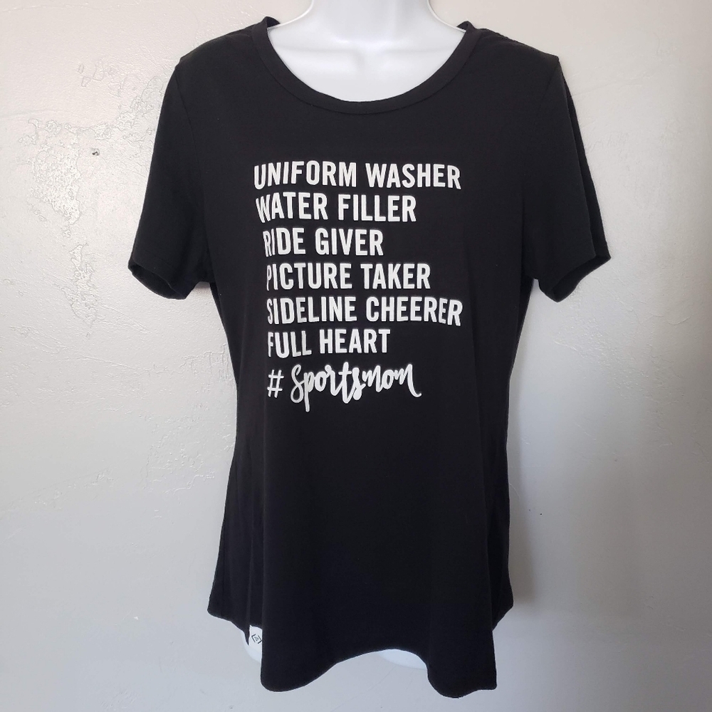 Cents of Style Women's Large Black Short Sleeve Shirt Sports Mom Graphic Tee Top